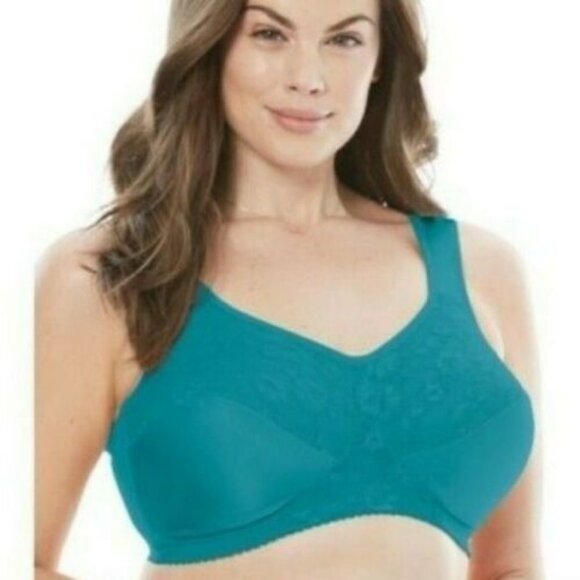 Comfort Choice Easy Enhancer Everyday Bra Back Closure 42C Teal Blue Lace - Picture 1 of 8